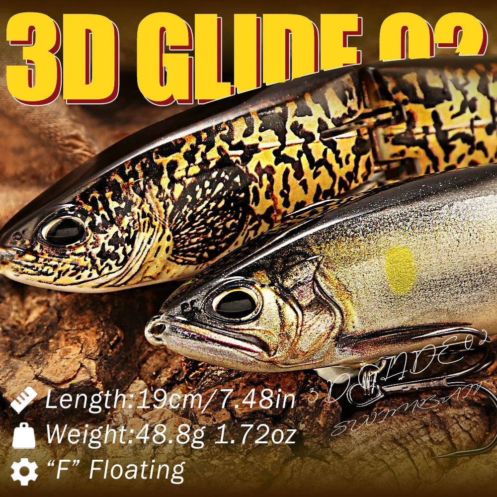 B&U 190mm Multi-Joint Glide Swimbait | Musky Pike Sinking Bait Glide Swimbait Lure P3