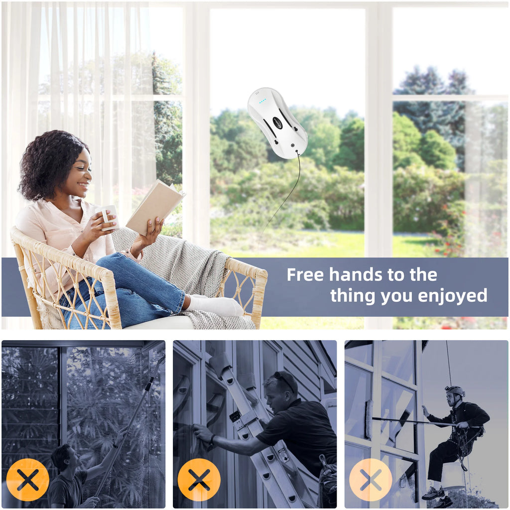 Smart Robot Window Cleaner – Dual Spray, App & Remote, 68dB Window Cleaning Robot P3