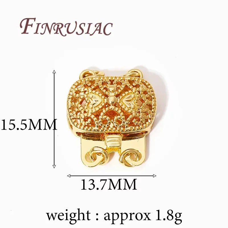 18K Gold Plated Brass Zircon Clasp Connectors for DIY Jewelry Jewelry Clasp Connector P3 18K Real Gold Plated 3 pieces