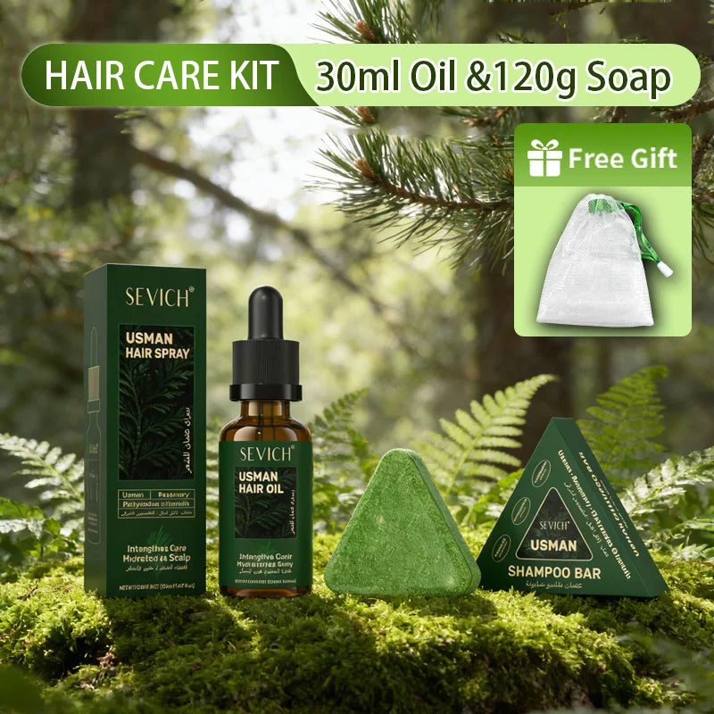 Sevich Usman Grass Hair Growth Set – Shampoo, Soap & Serum Hair Growth Set P3 Hair Thickening Set