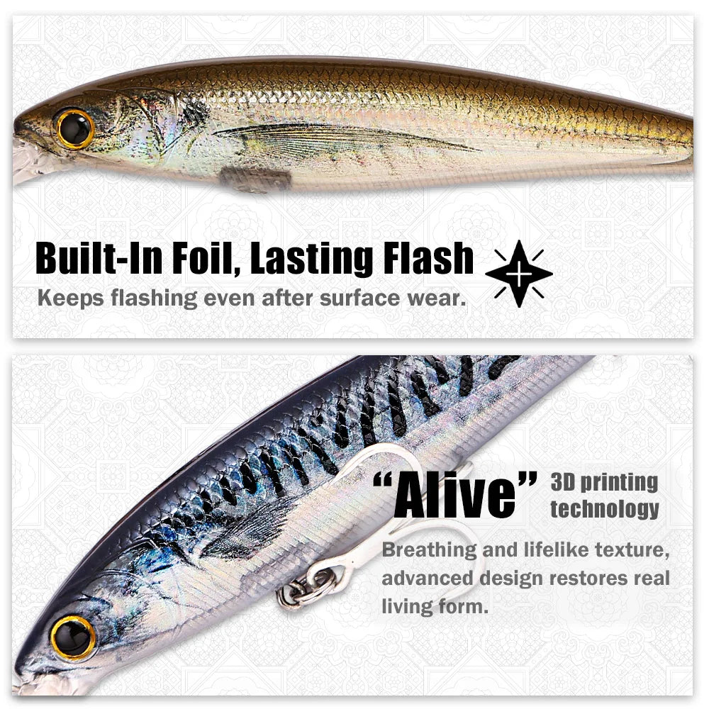 B&U Saltwater Floating Minnow Lure Set – Jerkbait Hard Bait Saltwater Fishing Lure P3