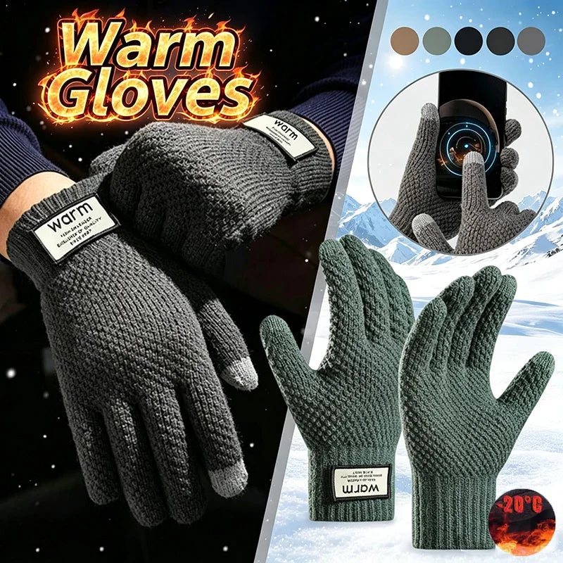 Men's Thermal Fleece Knit Gloves | Touch Screen Winter Warm Winter Knit Gloves P3