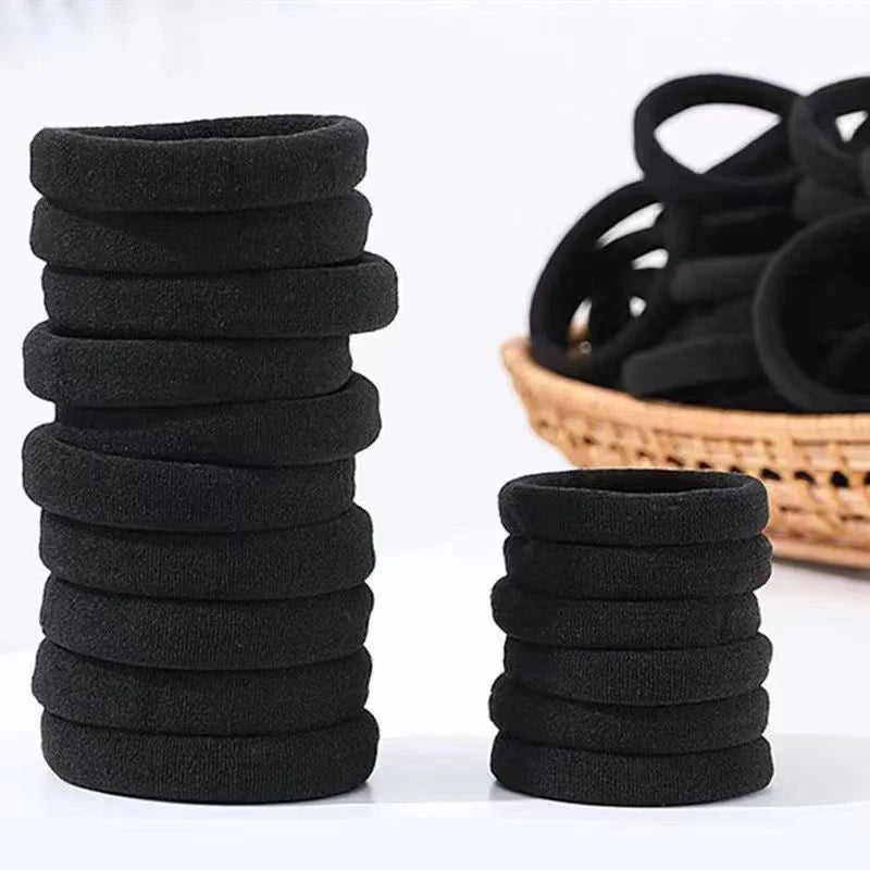 50-Pack Black Elastic Hair Bands – Ponytail Holders for Women Elastic Hair Bands P3