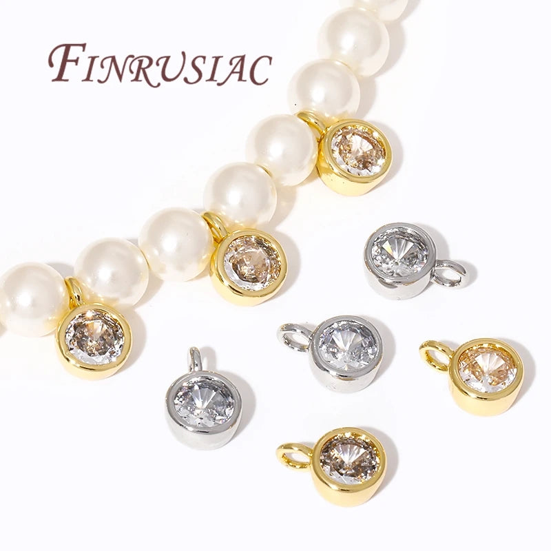 18K Gold Plated Rhinestone Round Charm Pendant – DIY Jewelry Jewelry Charm Pendant P3