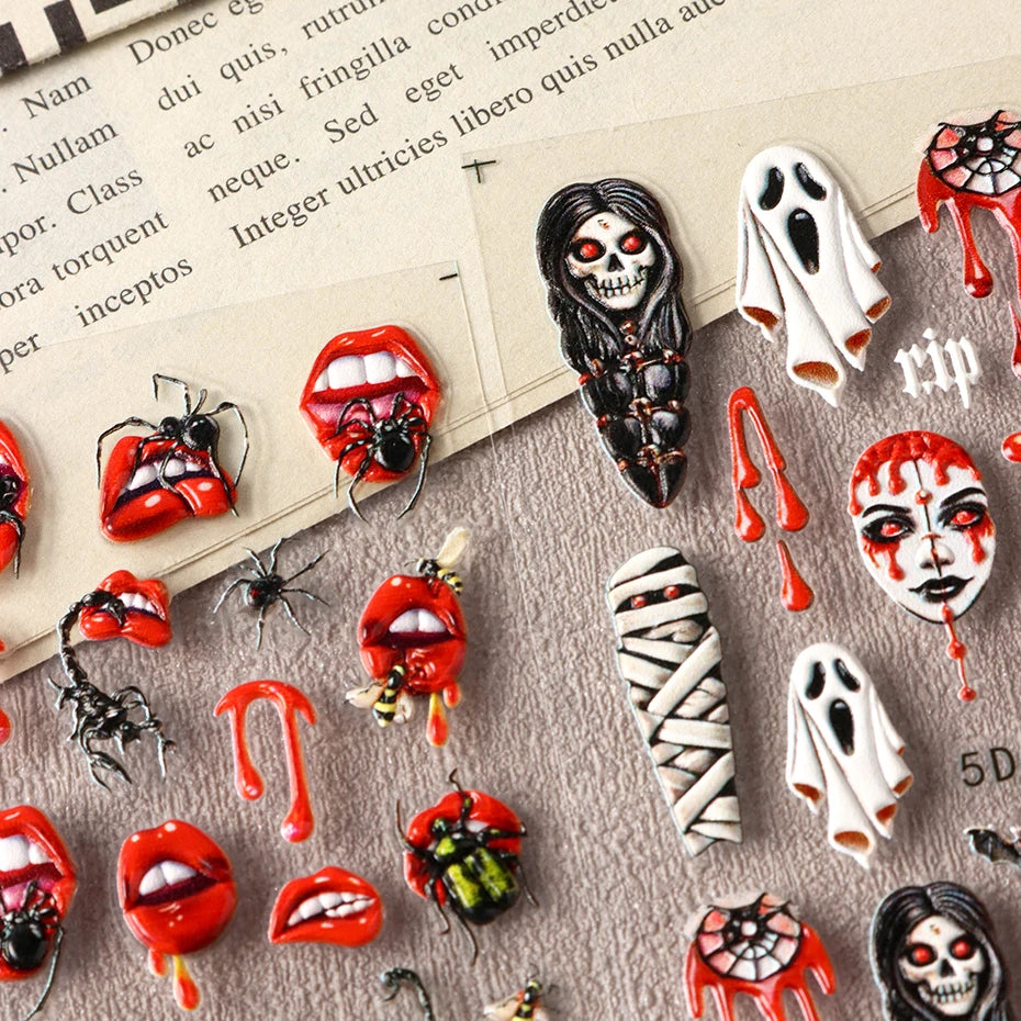 Halloween 3D Nail Art Stickers – Ghost Pumpkin Mummy 2 Sheets Nail Art Stickers P3