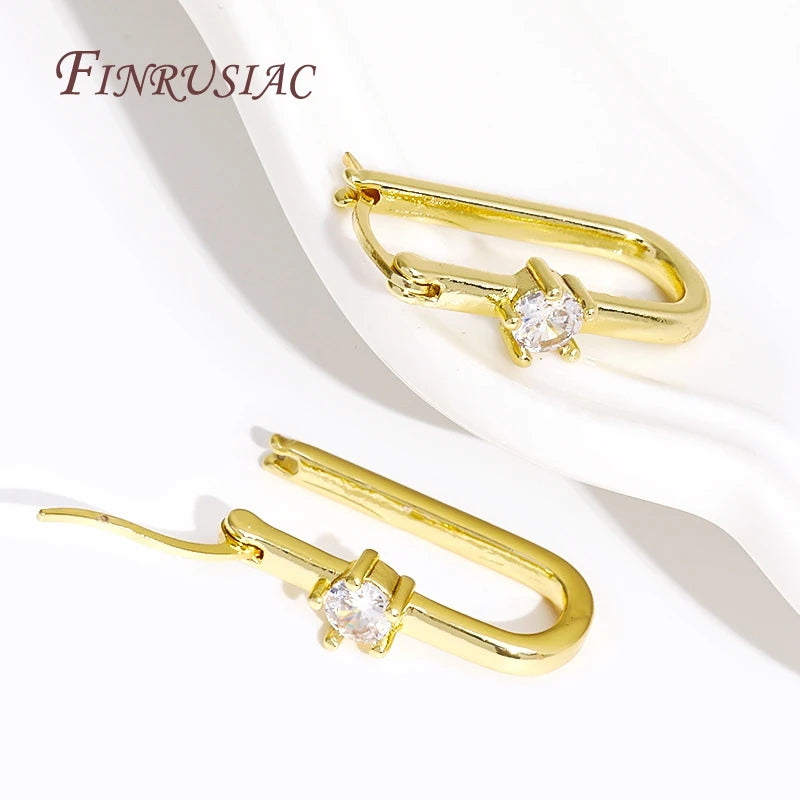 18K Gold Plated Zircon Geometric Hoop Earrings for Women Hoop Earrings P3