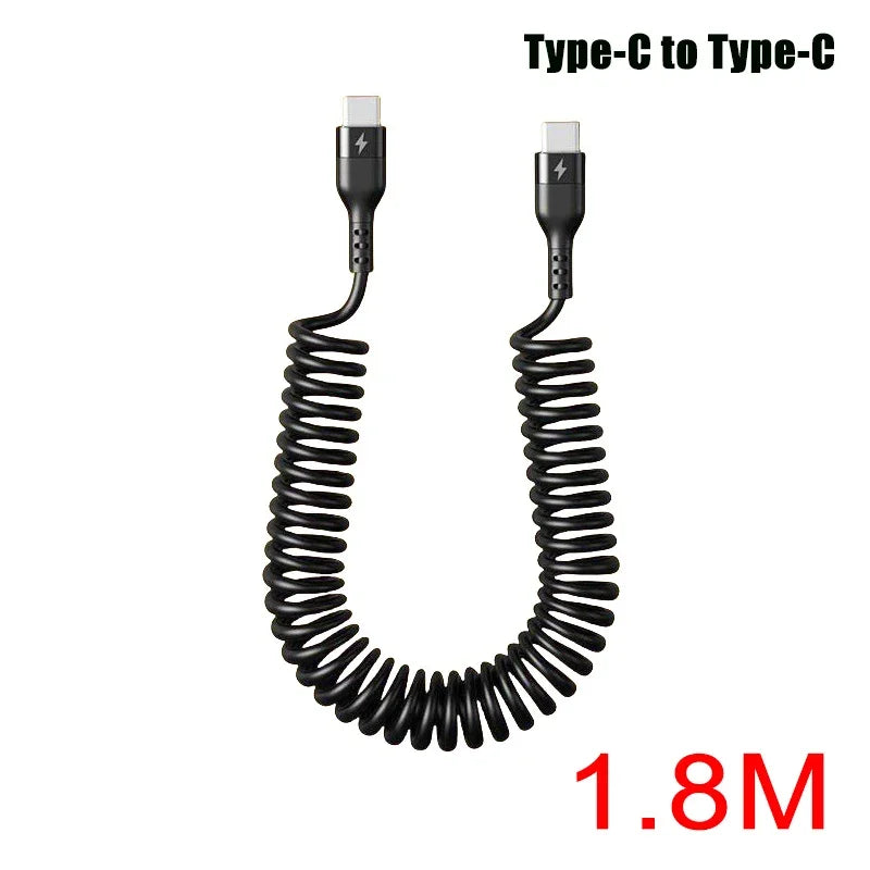 66W Retractable USB-C Fast Charging Cable 1M/1.8M/2M | 5A USB Charging Cable P3 1.8M Dual Type-C