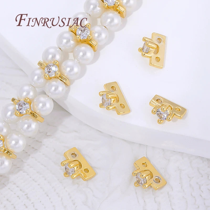 18K Gold Plated Brass Spacer Bars with Zircon | DIY Jewelry Jewelry Spacer Bars P3