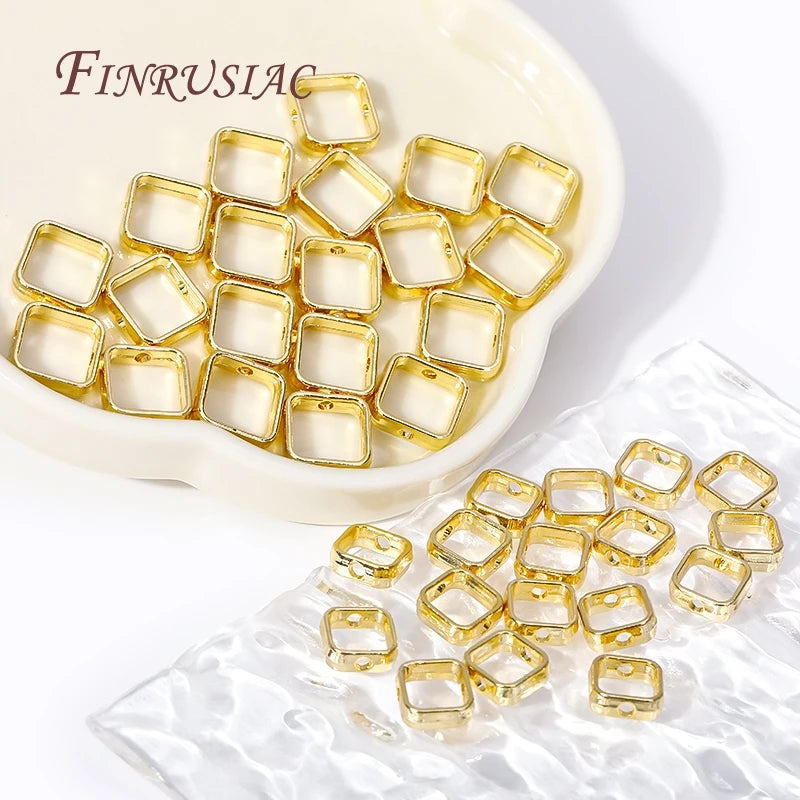 18K Gold Plated Square Spacer Beads for DIY Bracelet Jewelry Jewelry Spacer Beads P3