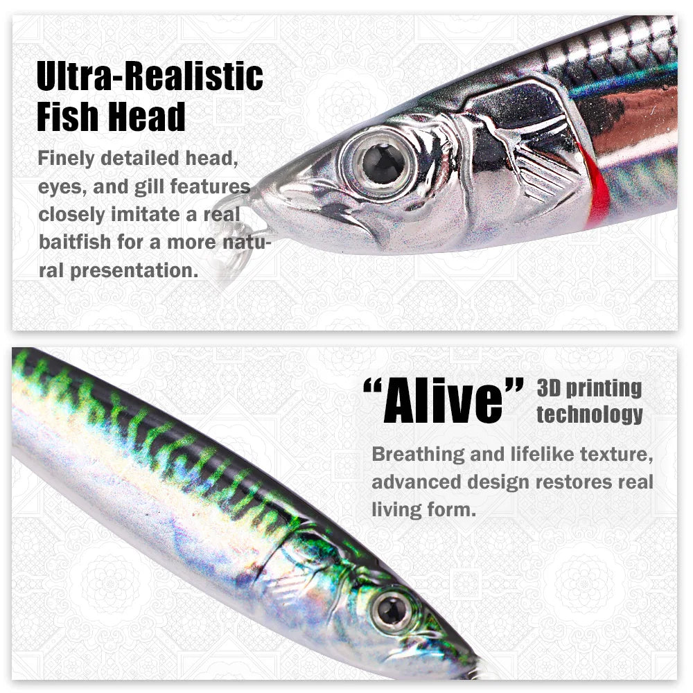B&U UV Metal Jig Saltwater Shore Jigging Lure 30g 40g 60g Metal Jigging Lure P3