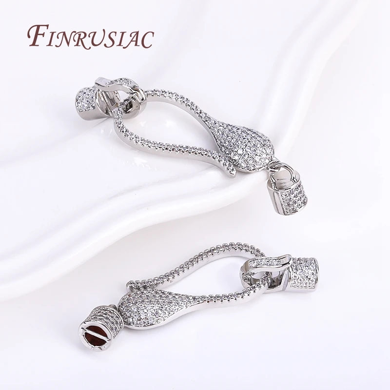 18K Gold Plated CZ Clasp Connector for Pearl Necklace DIY Jewelry Jewelry Clasp Connector P3