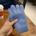 Women's Thick Cashmere Knit Winter Gloves – Full Finger Warm Knit Winter Gloves P3 Blue