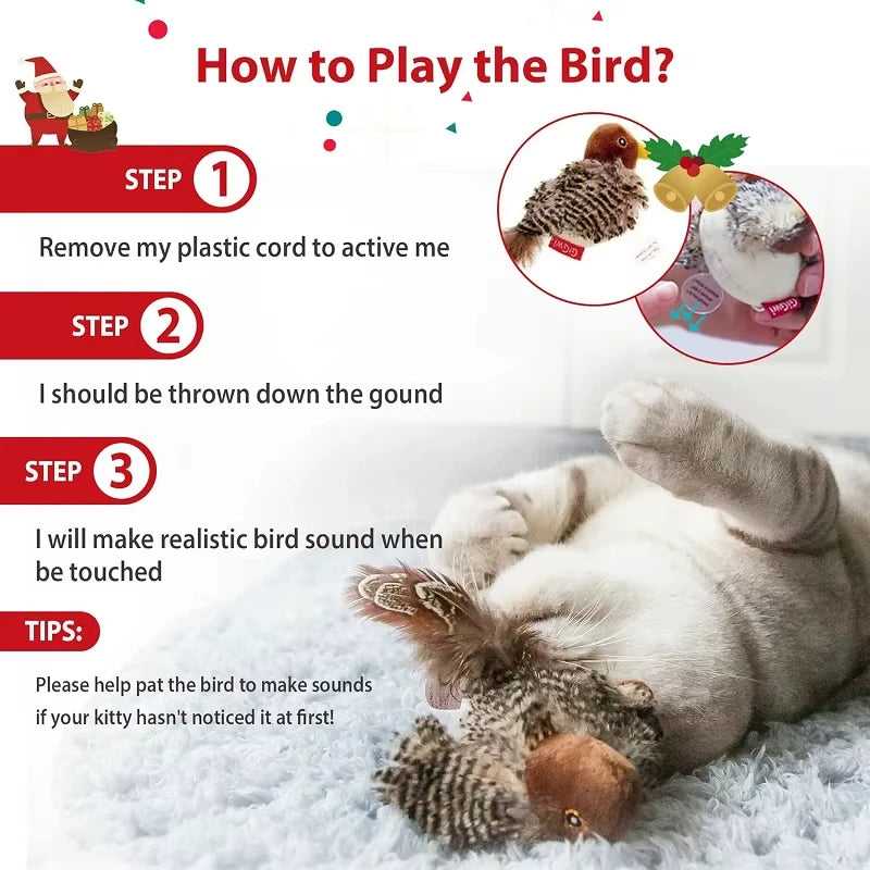 Interactive Flying Bird Cat Toy – Chirping Flapping Sparrow Interactive Cat Toy P3