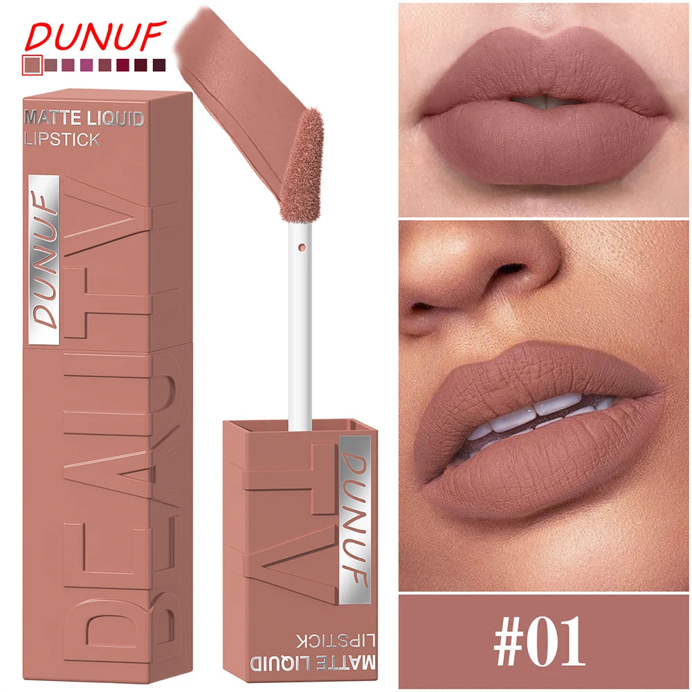 DUNUF Matte Lip Gloss 8pc Set – Waterproof Long-Lasting Lipstick Matte Lipstick Set P3