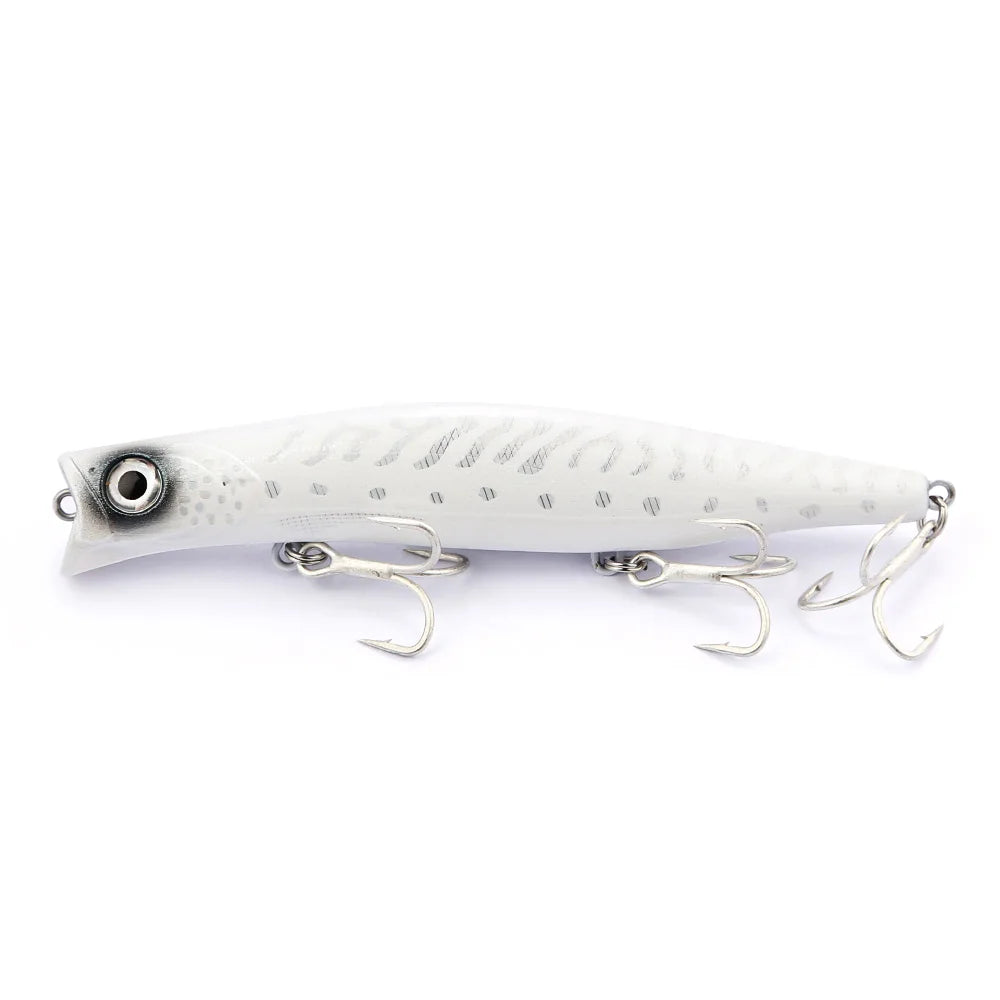 B&U 124mm Floating Minnow Lure – Seabass Wobbler Long Cast Fishing Hard Lure P3 white