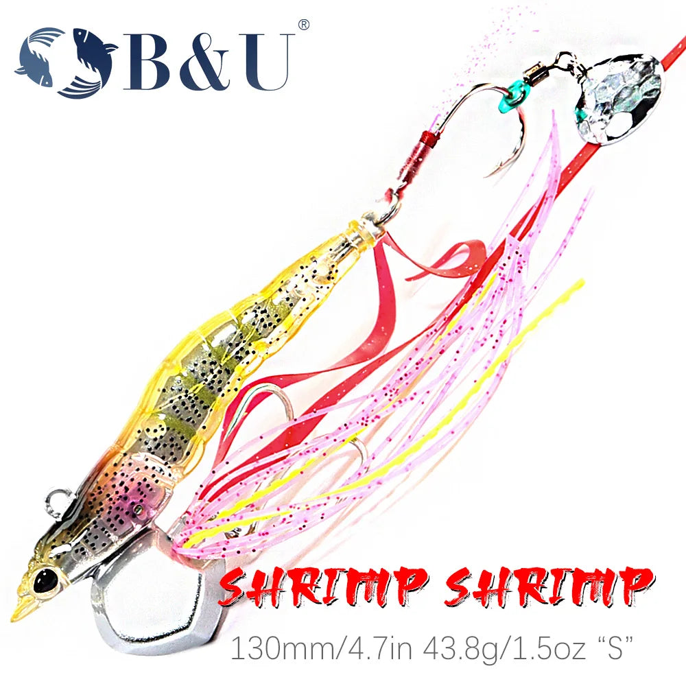 B&U 3D Metal Jig Shrimp Lure – Saltwater Shore Casting Spin Bait Metal Jig Lure P3