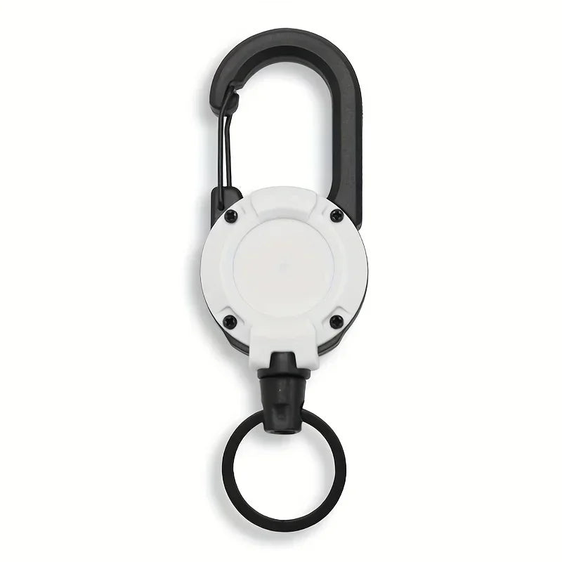 Retractable Badge Reel Keychain – Heavy Duty Carabiner Clip Retractable Keychain Reel P3 White