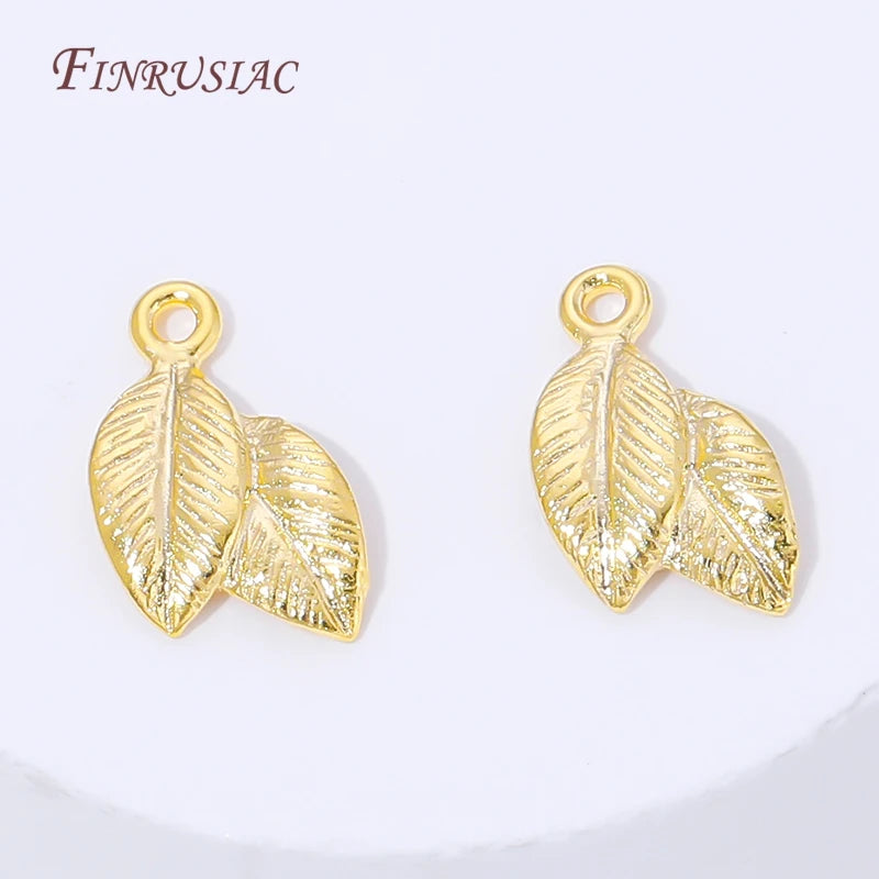 18K Gold Plated Brass Double Leaf Charm Connectors – 10/20 Pcs Jewelry Charm Connectors P3