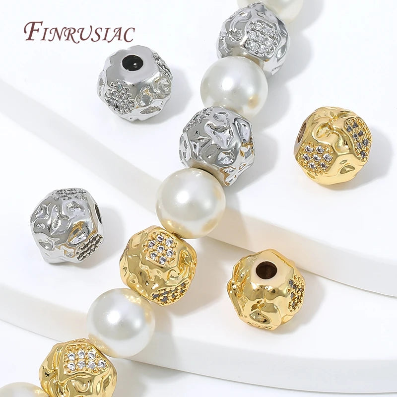 18K Gold Plated CZ Paved Round Spacer Beads | Jewelry Making Jewelry Spacer Beads P3