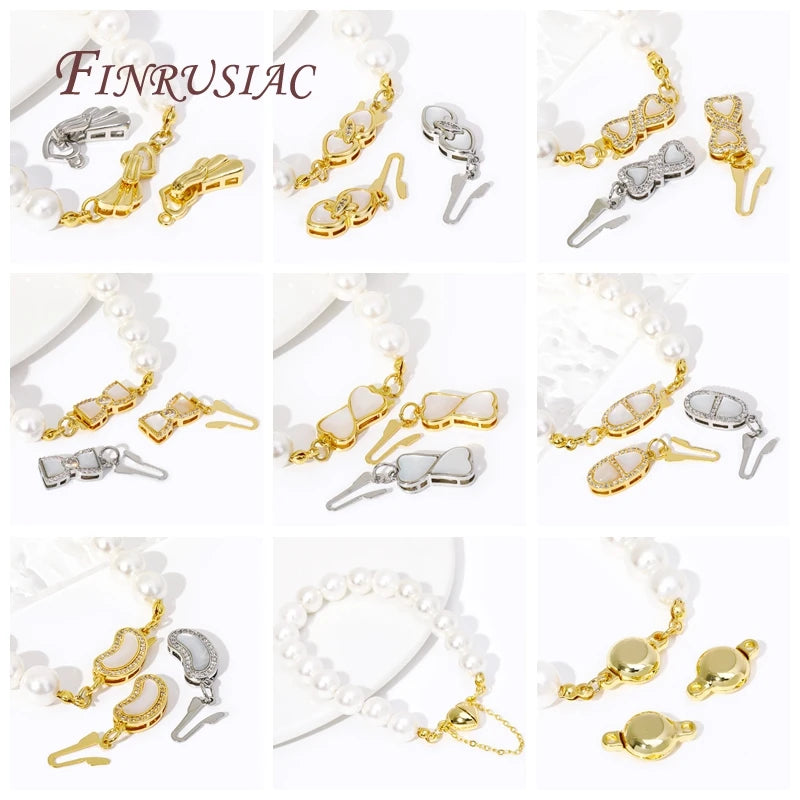 18K Gold Plated Heart Clasp – Pearl Necklace & Bracelet DIY Jewelry Clasp Finding P3