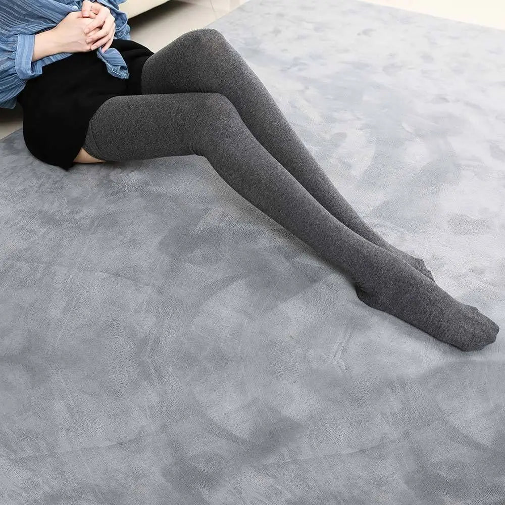 Women's Extra-Long Thigh High Over-the-Knee Cotton Stockings Thigh High Stockings P3 Dark grey