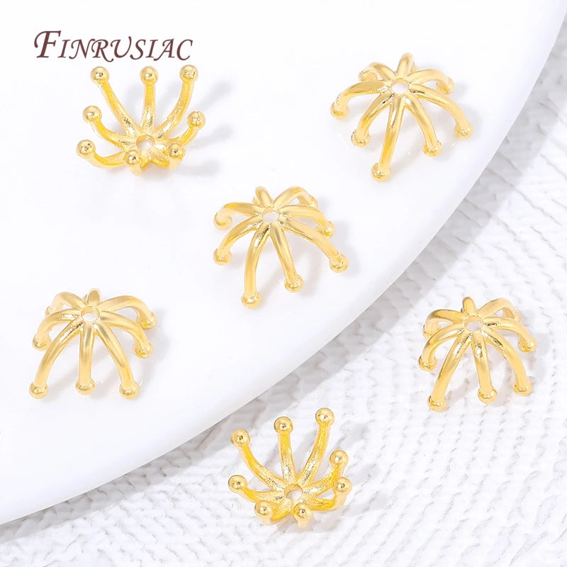 18K Gold Plated Flower Bead Caps | Brass Spacer Jewelry Findings Jewelry Findings P3