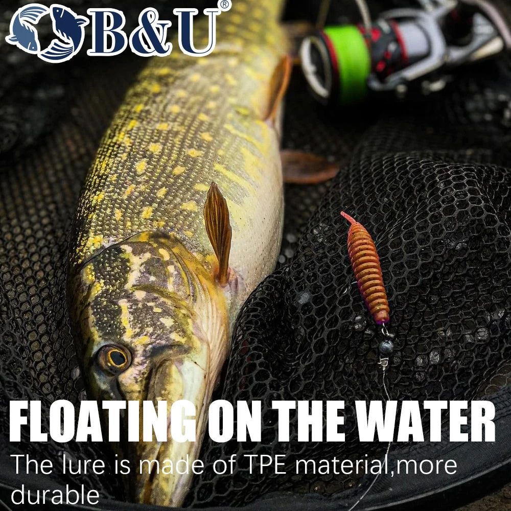 B&U 39mm 51mm Floating Worm Soft Bait – Bass Carp Lure Soft Fishing Lure P3