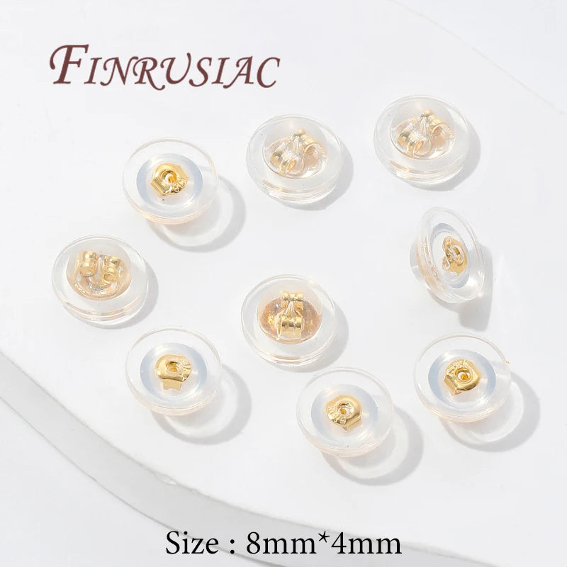 18K Gold Plated Silicone Earring Backs | Rubber Ear Stoppers Earring Findings P3 18K Real Gold Plated 20 pieces