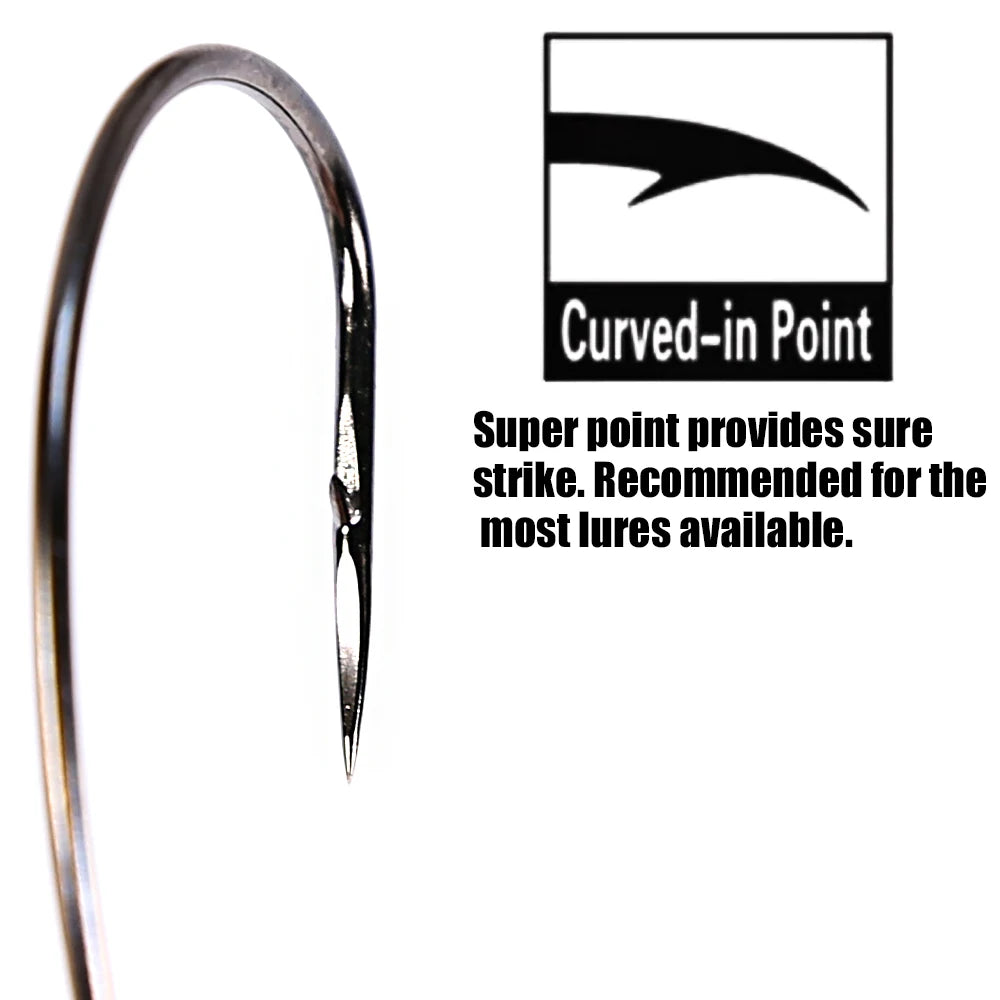 B&U Carbon Steel Offset Worm Hooks Big Eye Ring – 12/20 Pack Fishing Hooks P3
