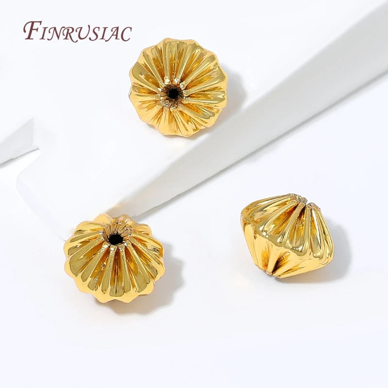 18K Gold Plated Fluted Pumpkin Spacer Beads | DIY Jewelry Jewelry Spacer Beads P3