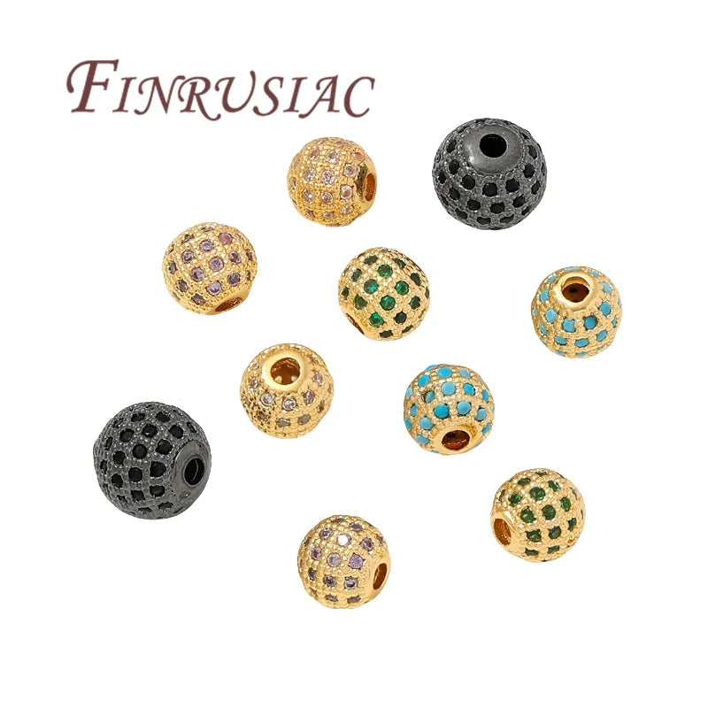 18K Gold Plated Zircon Spacer Beads – Brass DIY Jewelry Making Jewelry Spacer Beads P3