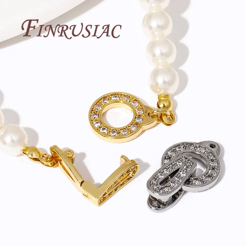 18K Gold Plated Zircon Pearl Clasp Connector – DIY Jewelry Making Jewelry Clasp Connector P3