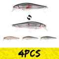 B&U Saltwater Sinking Minnow Jerkbait Lure with BKK Hooks Saltwater Fishing Lure P3 Mix 02 4pcs 10cm-13.7g