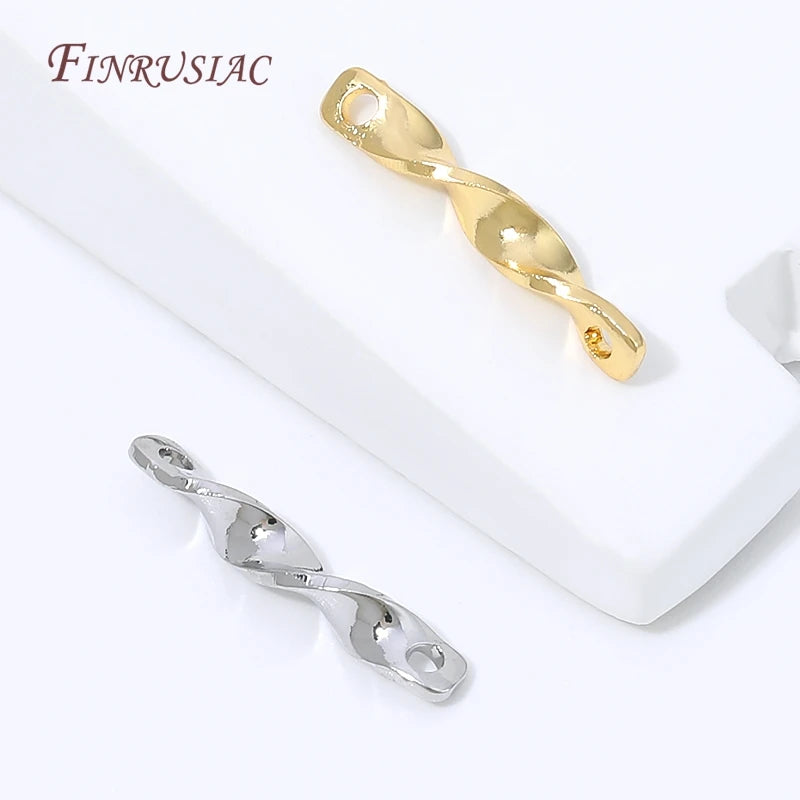18K Gold Plated Twisted Bar Connectors | DIY Jewelry Making Jewelry Connector Links P3