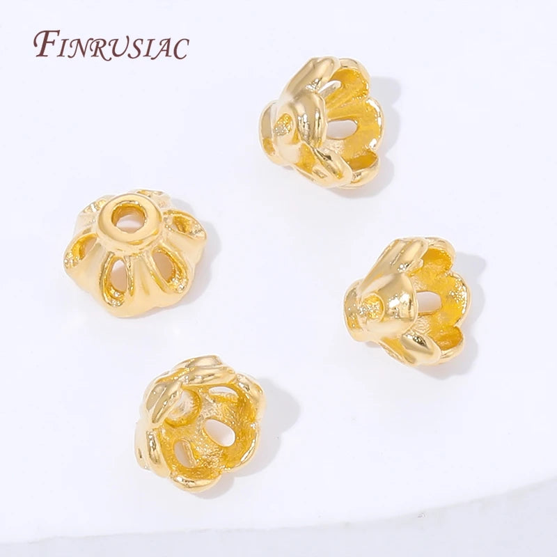 18K Gold Plated Flower Spacer Beads & Brass Bead Caps | DIY Jewelry Spacer Beads P3