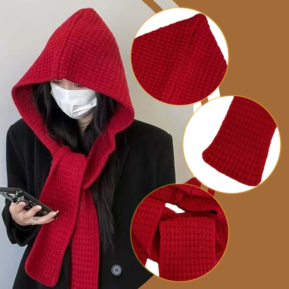 Korean Balaclava Bonnet – Women's Knitted Hat & Neck Warmer Winter Balaclava Hat P3