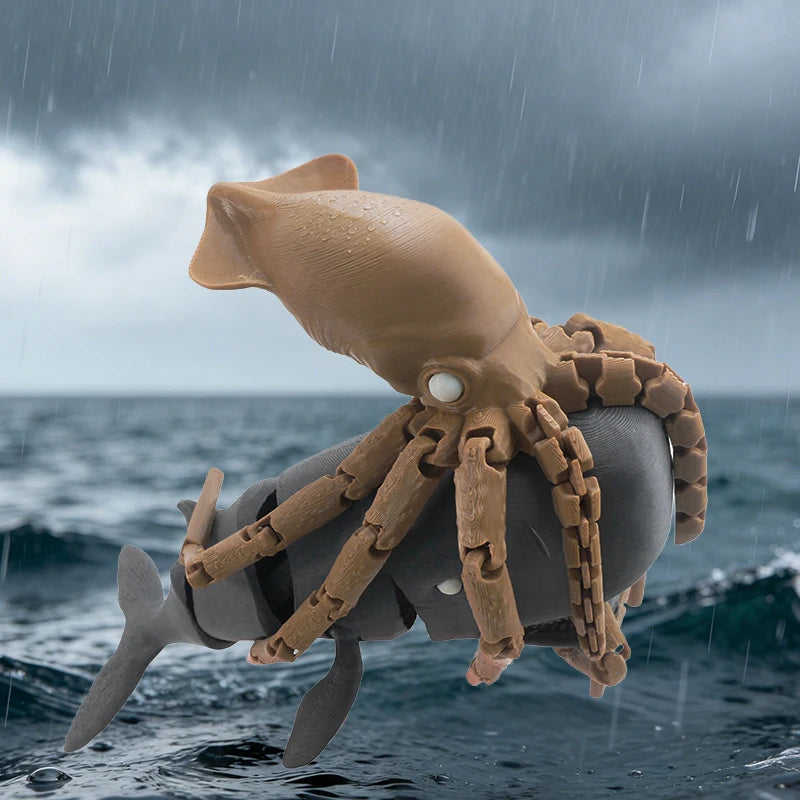 Articulated Giant Squid & Sperm Whale 3D Printed Figure Set Action Figure Set P3