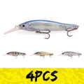 B&U Slow Floating Minnow Lure Set – Bass Pike Perch Jerkbait 4pc Fishing Lure Set P3 Mix 01 4pcs 7.5cm-6.8g
