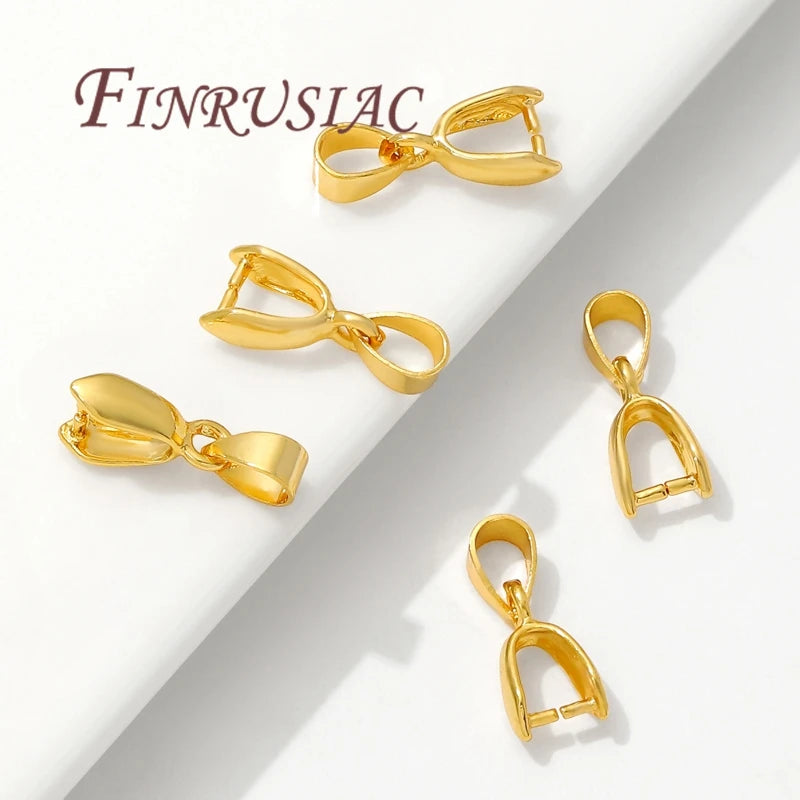 18K Gold Plated Brass Pinch Bail Connectors | DIY Jewelry 5–15 Pcs Jewelry Bail Connectors P3