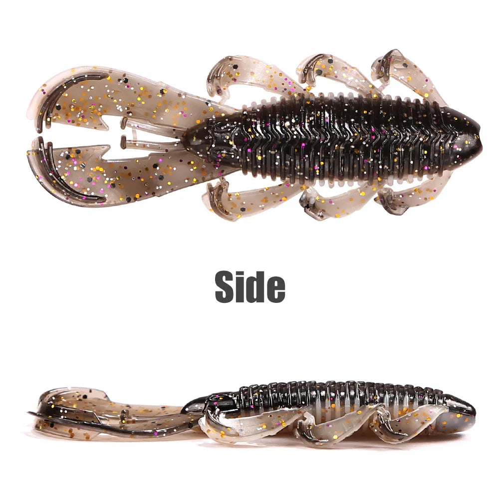 B&U Crawfish Soft Lures – Glitter Baits for Bass & Pike Soft Fishing Lure P3 black white 5PCS-75mm-4.4g