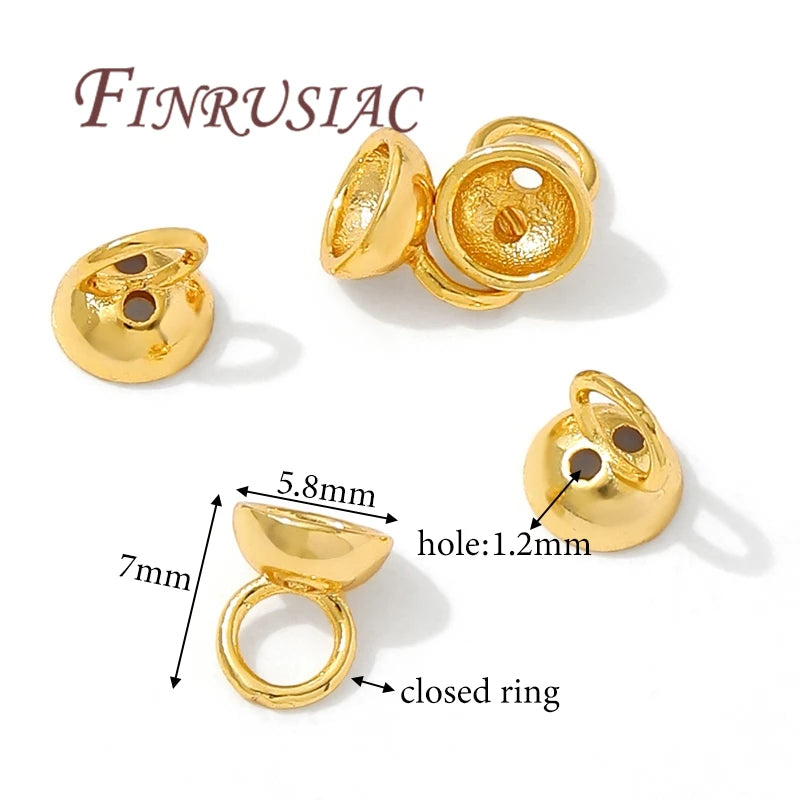 18K Gold Plated Bead End Caps with Loop | DIY Jewelry Findings Jewelry End Caps P3 18K Real Gold Plated 10 pcs