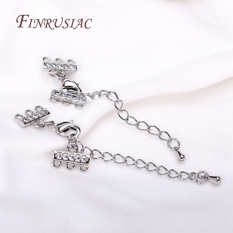 18K Gold Plated Zircon Lobster Clasp & Extension Chain Connector Jewelry Clasp Finding P3