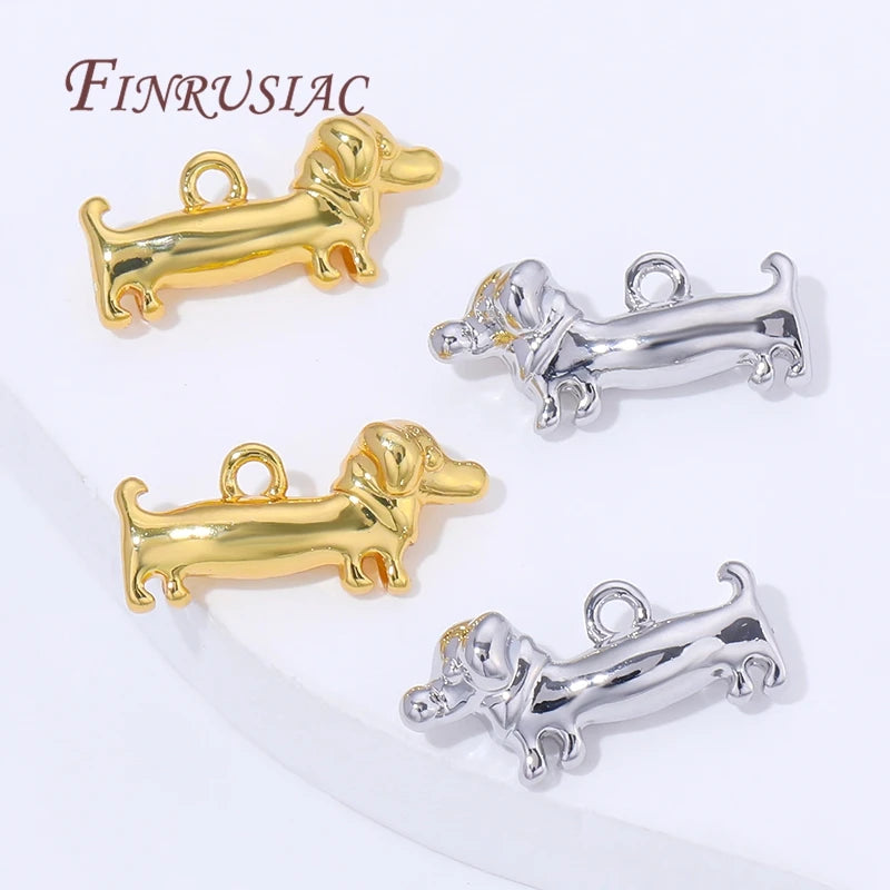 18K Gold Plated Brass Dog Charm – DIY Jewelry Making Pendant Jewelry Making Charm P3