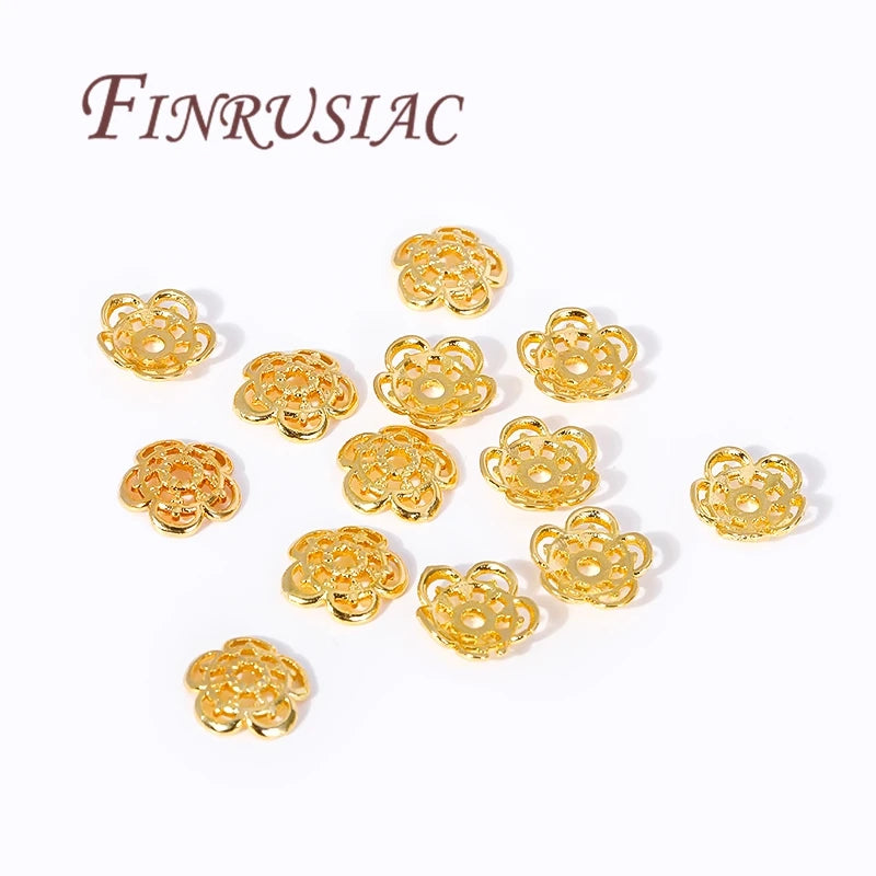 18K Gold Plated Bead End Caps – DIY Jewelry Spacer Findings Bead Caps Findings P3