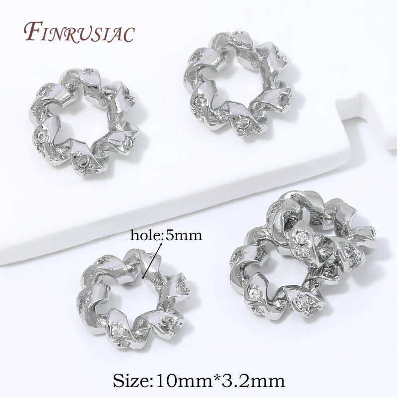 18K Gold Plated Micro Pavé Hollow Spacer Beads | DIY Jewelry Jewelry Spacer Beads P3 Rhodium Plated 2 pieces