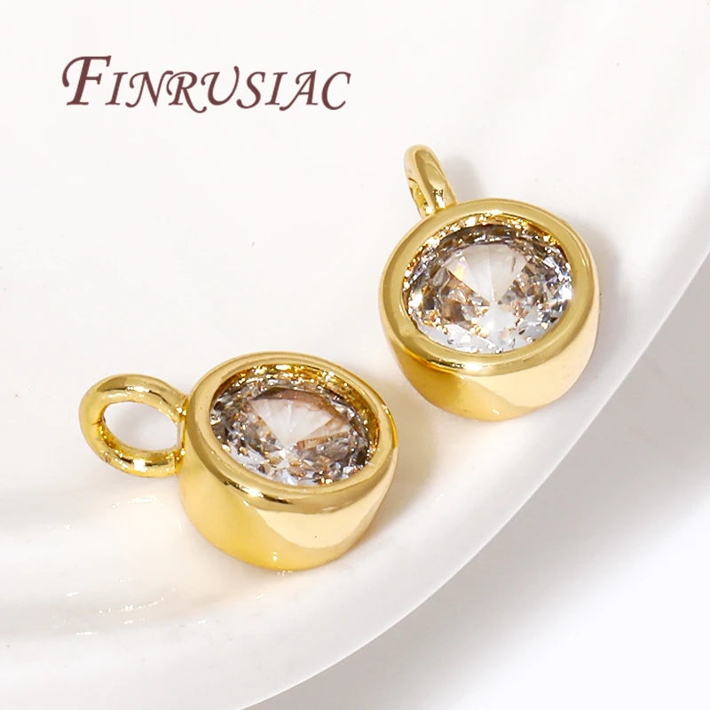 18K Gold Plated Rhinestone Round Charm Pendant – DIY Jewelry Jewelry Charm Pendant P3