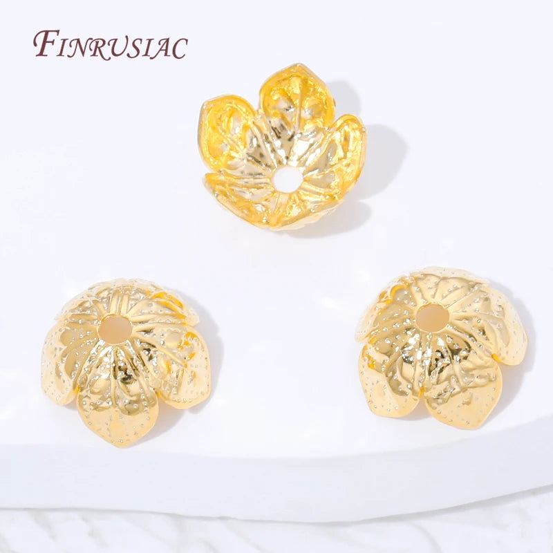 18K Gold Plated Brass Bead Caps – Flower DIY Jewelry Findings Jewelry Bead Caps P3