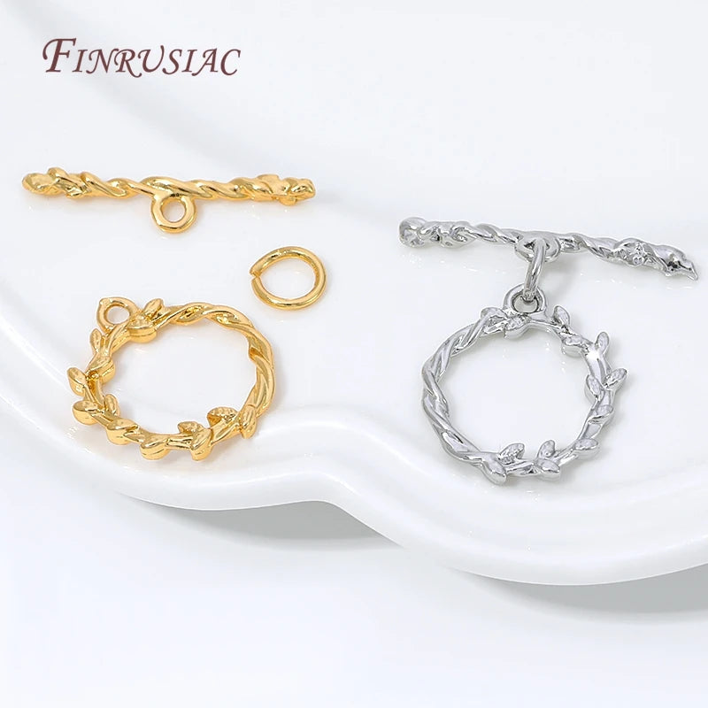 18K Gold Plated Leaf Toggle OT Clasp – DIY Jewelry Connector Jewelry Toggle Clasp P3