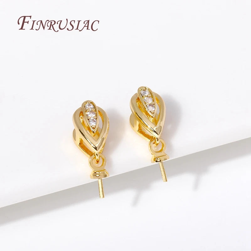 18K Gold Plated Zircon Pearl Pendant Bail | DIY Jewelry Finding Pendant Bail Finding P3