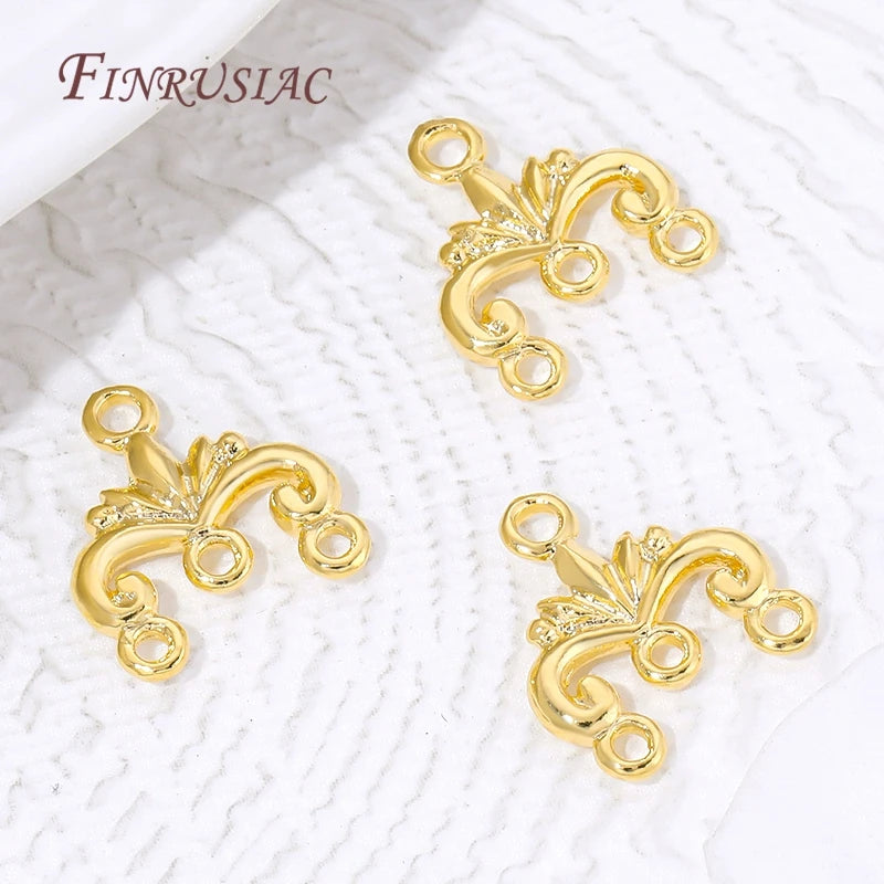 18K Gold Plated Baroque Floral Multi-Loop Jewelry Connectors Jewelry Connector Links P3